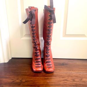 Brown Leather Lace up Boots